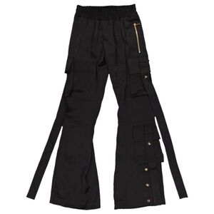 NEW & STUNNING Balmain Black Flare Pants with Gold Details